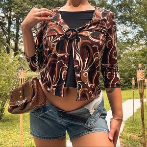 Vintage Buckle 3/4 Sleeve Top
